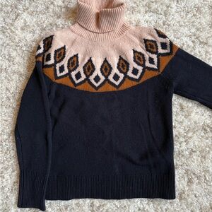 J. Crew Pink and Black Turtleneck Sweater